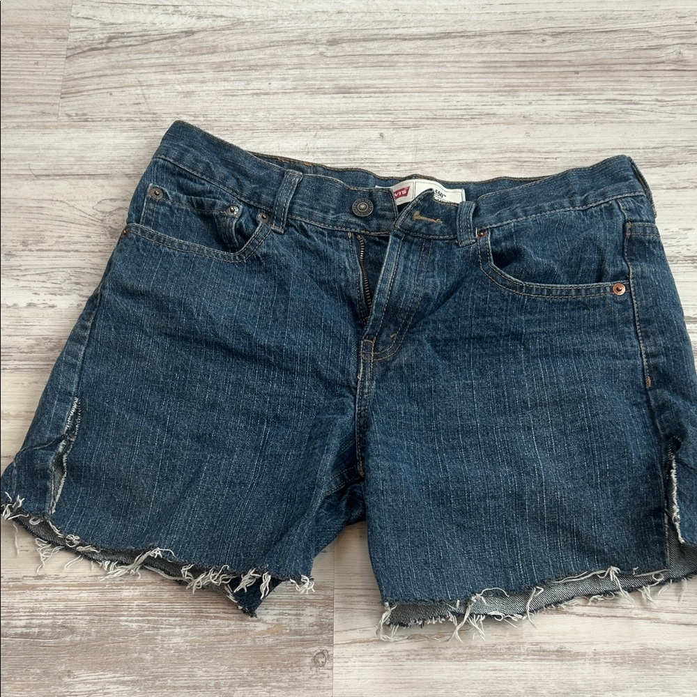 Levi's Dark Blue Denim Frayed Shorts